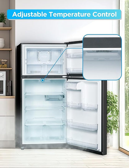 Commercial Cool 20 Cu. Ft. Top Mount Refrigerator with Freezer, 2-Door Refrigerator with Top Freezer and Adjustable Temperature Control, Ice Maker Ready, Energy Star Certified, Black | 2-Door Refrigerator with Top Freezer, Adjustable Temperature Contro...