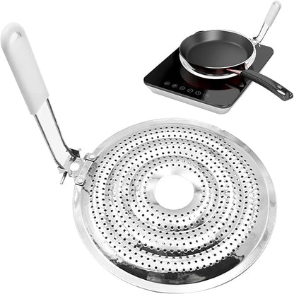Heat Diffuser for Gas and Electric Stove Stainless Steel Even Heat Distribution Induction Cooktop Adapter Plate Food Warmer Simmer Plate for Gas Stove with Flame Guard(COLOR:silver)