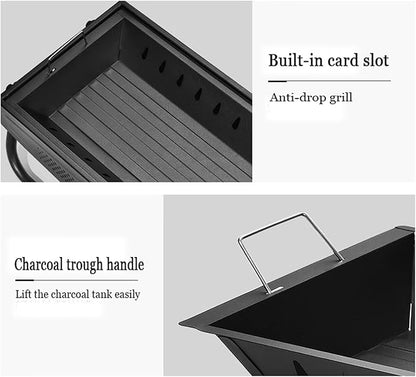 Portable charcoal grill, outdoor grill, folding portable grill, suitable for garden outdoor cooking barbecue camping picnic(White)