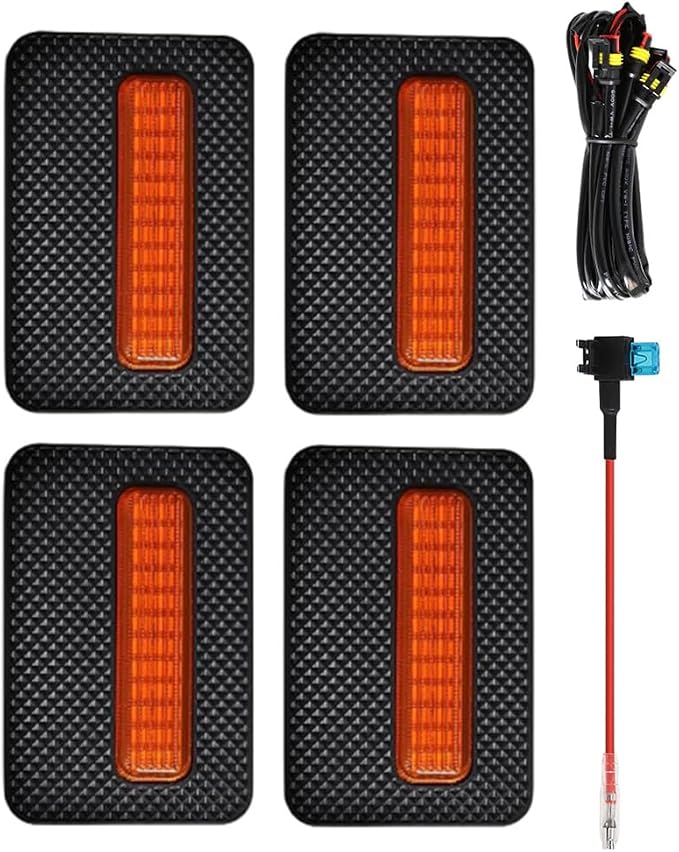 4 LED Grille Lights with Wire Harness and Fuse, LED Front Grill Light, Compatible with Toyota Tacoma SR/SR5 2024-2026, 1 Set (Yellow Cover)