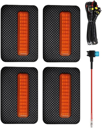 4 LED Grille Lights with Wire Harness and Fuse, LED Front Grill Light, Compatible with Toyota Tacoma SR/SR5 2024-2026, 1 Set (Yellow Cover)