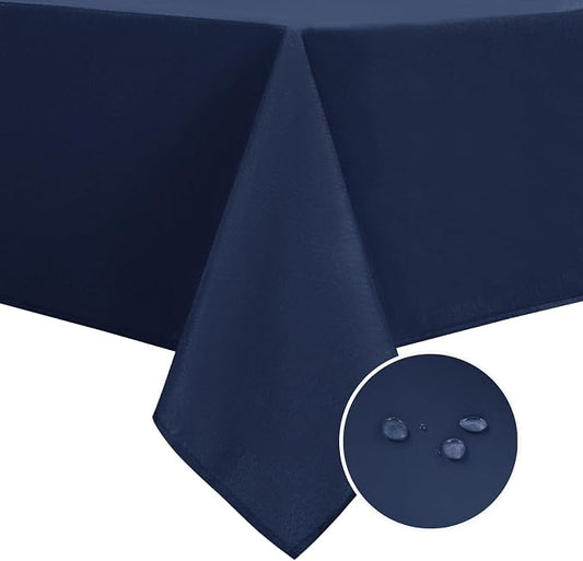 DWCN Blue Square Tablecloth - 54 x 54 Inch - Waterproof Stain and Wrinkle Resistant Washable Table Cloth, Decorative Fabric Table Cover for Kitchen Dining Room Party and Outdoor Use, Navy Blue