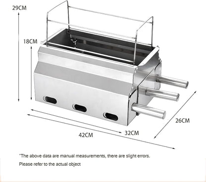 Portable charcoal grill, stainless steel grill, foldable small grill, suitable for garden outdoor cooking barbecue camping picnic, Silver, 413148