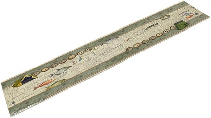 Retro Farmhouse Fishing Table Runner, Rustic Cabin Fish Country Vintage Decor Window Treatments Spring Ocean Kitchen Dining Table Decoration for Home Party Decor 13x36 Inch