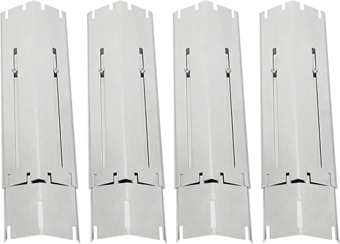 Universal Grill Heat Plates Extends from 11.75" up to 21", Stainless Steel Heat Shield, for Flame Tamer Replacement Parts for Gas BBQ(4 Pack)