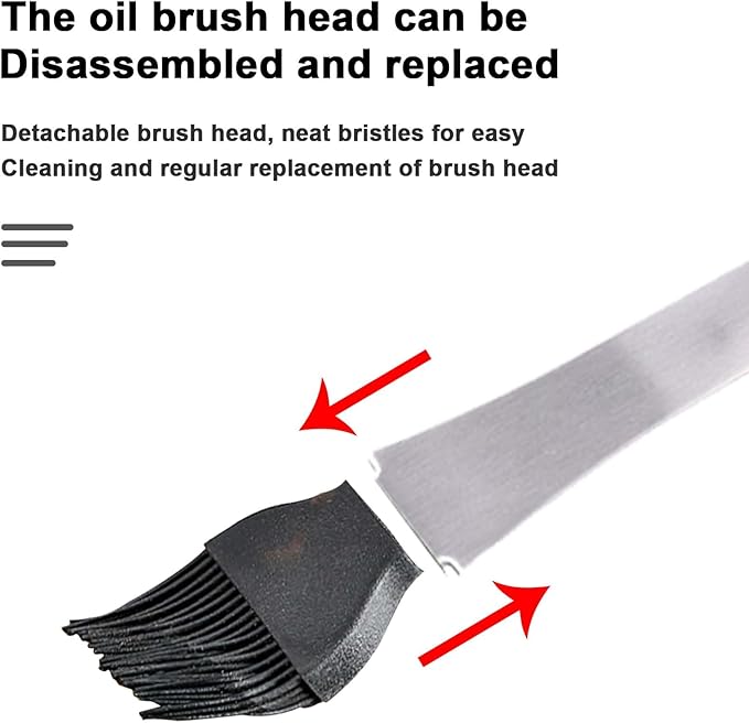 OUKENS Basting Brush, 17.7inch Stainless Steel Long Handle Multipurpose Heat Insulation Anti Scalding Silicone Oil Brush for Cooking, for Pastry Sauce BBQ Grill