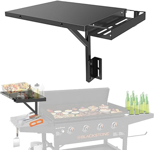 Sivsis Upgraded Upper Side Shelf with Blackstone Caddy for 36/28/28XL Inch Griddle, Large Blackstone Side Tray/Shelf with Caddy, Maximize Accessory Storage Space