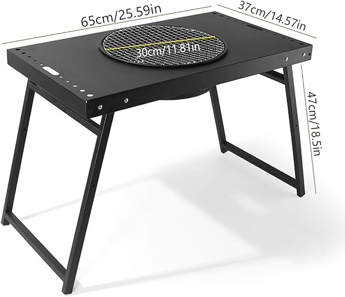 Portable Charcoal Grill, Patio Barbecue BBQ Grill, Black Folding Carbon Steel Barbecue Grill for Outdoor Cooking, Patio, Party, Picnic, Travel, Camping, Home Use (25.5x14.5x18.5 Inch)