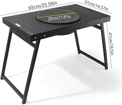 Portable Charcoal Grill, Patio Barbecue BBQ Grill, Black Folding Carbon Steel Barbecue Grill for Outdoor Cooking, Patio, Party, Picnic, Travel, Camping, Home Use (25.5x14.5x18.5 Inch)