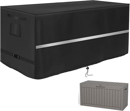 Deck Box Cover Heavy Duty Waterproof Deck Box with Handle, Outdoor Large Storage Cover Patio Rectangular Bench Covers (49 x 22 x 25inch)