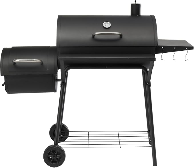 51.5in Large Barrel Charcoal Grills with Offset Smoker,Outdoor BBQ Grill,Vertical Picnic Barbecue Grills,Portable Camping Stove Grill,with Wheels,for Garden Beach Backyard Patio Parties (Black-D)