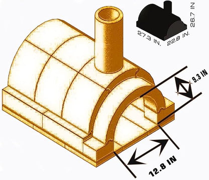 BRAVO Wood Burning Fire Brick Pizza Oven for Outdoor Cooking - FULLY DIY KIT - Includes Firebrick Set, Refractory Glue, Trowel, Gloves, Cover, Steel Gate, Assembly Instructions (3 hours)