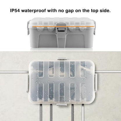 Flemoon Large Outdoor Electrical Box with Transparent Lid, IP54 Waterproof Box with Clear Cover, Weatherproof Extension Cord Cover for Photocell Light Sensor Timer, Power Strip, Outlet, Plug, Socket