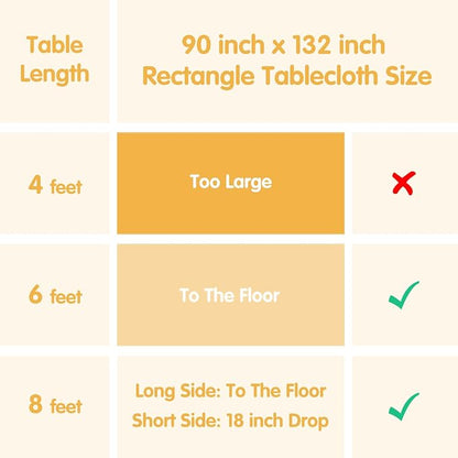 BRILLMAX 6 Pack Ivory Tablecloths 90x132 Inch for 6ft Rectangle Tables | 150 GSM Polyester Fabric, Floor Length Drop, Water, Stain & Wrinkle Resistant Cloth Cover for Wedding Reception Banquet Party