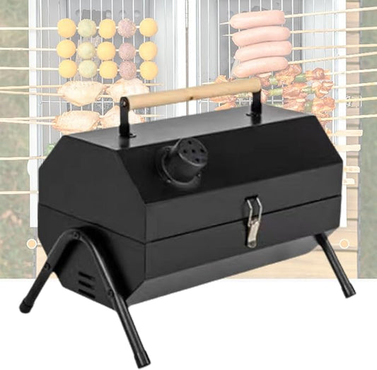 Portable Stainless Steel Barbecue Grill, Dual-Purpose Charcoal Grill for Grilling and Grilling, Suitable for Garden Outdoor Cooking, Barbecue, Camping and Picnic (Color : Black)