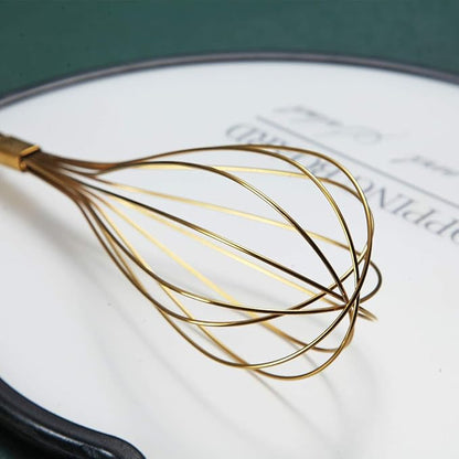 Gold Whisk, Berglander Whisk For Cooking With Titanium Gold Plating, Stainless Steel Balloon Whisk, Sturdy Kitchen Wire Whisk Set for Cooking, Baking, Blending, Beating, Dishwasher Safe, Easy to Clean