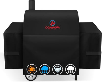 Comnova Grill Cover for Char Griller Smokin' Champ with Side Fire Box - 600D Waterproof Grill Cover Fits Smokin Champ 1624, Offset Smoker 1733, Blazer 2130, Classic 2175 Models - 66"L x 29"W x 50"H