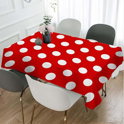 TKS MITLAN Tablecloth Polka Dots Red Table Cloth Rectangle Table 60 x 84 Inch Repeat Round Spots Classic Simple Symmetry Geometric Kitchen Decorations for Home Dinner Party