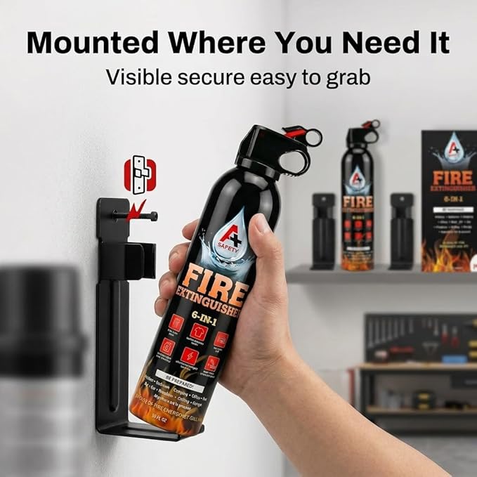 A+ Safety Aerosol Fire Extinguisher 2-Pack, Non-Toxic Water-Based Spray for Garage, RV, Boat, E-Bike Charging, Grill & Glovebox, Compact Backup to Your Home Extinguisher