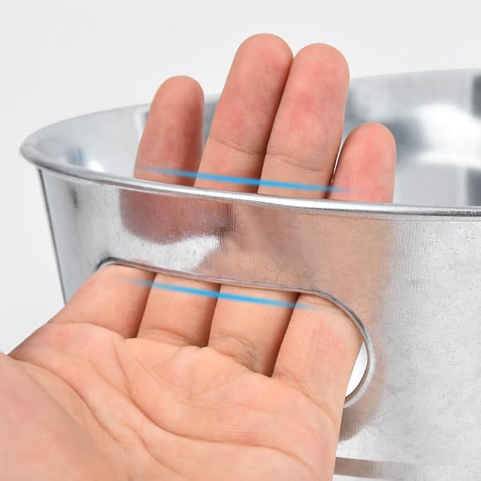 OBTANIM 4 Pack 4 Gallon Galvanized Ice Buckets Metal Champagne Drink Cooler Storage Ice Tub with Handles for Beer Cocktails Wine Beverage Home Parties Bar Cooling Supplies
