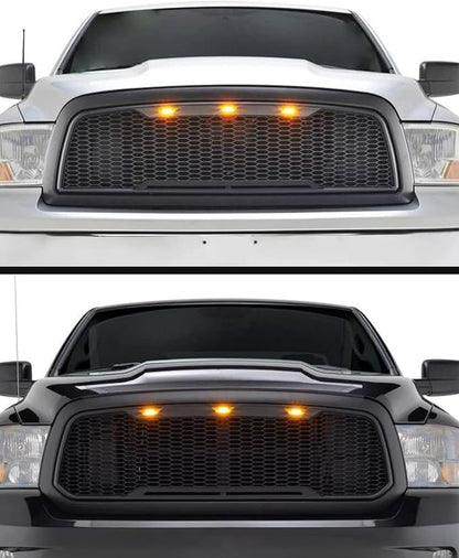 Amber LED Lights 3PCS Front Grille Raptor Lamps Car Accessories with Harness and Fuse, Compatible with 2004-2019 for-d F150 & 2013-2018 Ram 1500 Raptor Style Aftermarket Grille