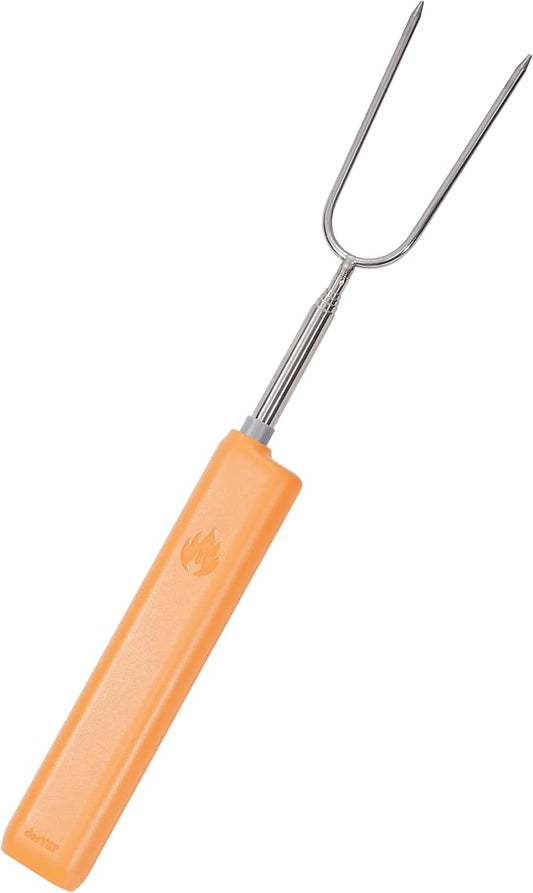 derYEP Electric Roasting Stick, Automatic Rotate BBQ Fork For Fire Pit, Chicken Wings Hotdogs Kebabs S'mores Roaster, Outdoor Camping Kit, Rotisserie Skewer, 34" 1 PACK (Orange)