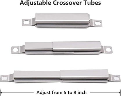 Criditpid Grill Replacement Parts for Charbroil Performance 6 Burner 463276517 463238218 463276617 463244819 463274419, Grill Heat Plates, Burner, Crossover Tube, Igniter & Spark Generator Kit.