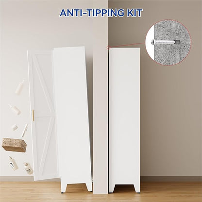 COFaR Metal Pantry Cabinet with Doors, Farmhouse 71'' Tall Storage Cabinet with 4 Adjustable Shelves, Kitchen Pantry Cabinet for Dinning Room, Laundry, Bathroom, Garage, White 5-Tier