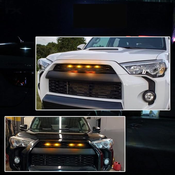 4pcs Amber LED Grille Lights for 2014-2019 Toyota 4Runner TRD Pro Grille SR5 TRD Off-Road Limited TRO Pro