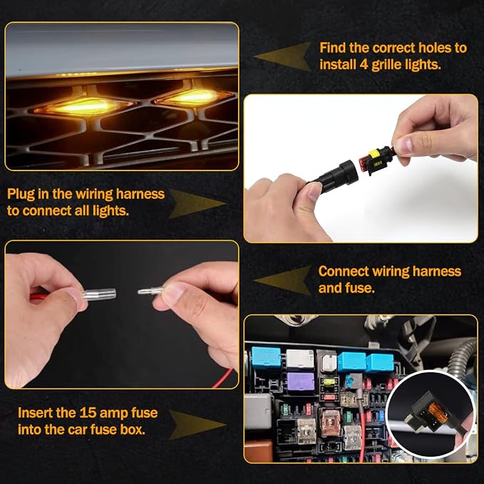 Amber Grille Lights for 4Runner TRD Pro 2014-2023, Orange Shell LED Grill Light for 4Runner TRD Off-Road, Limited, SR5 2014-2019 with Fuse (Amber Shell with Amber Light)