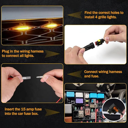 Amber Grille Lights for 4Runner TRD Pro 2014-2023, Orange Shell LED Grill Light for 4Runner TRD Off-Road, Limited, SR5 2014-2019 with Fuse (Amber Shell with Amber Light)