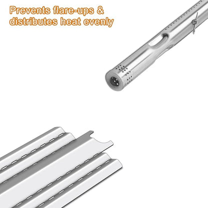 Grill Replacement Parts for Kenmore 415.23667310, Charbroil 463439915 | Zemibi 14.75" Grill Heat Plates, Burner Tubes and Adjustable Crossover Tube, 4 Pack, Stainless Steel