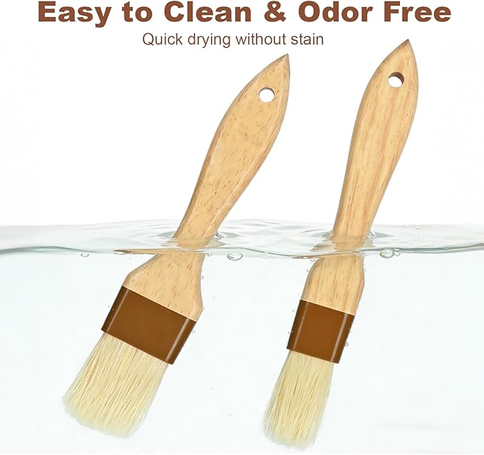 4 pcs Pastry Brush, Natural Bristle Basting Brush for Cooking and Baking, Premium BBQ Brushes for Butter, Oil, Egg, Sauce, Turkey, Marinade and Kitchen Food by SFIUYLB