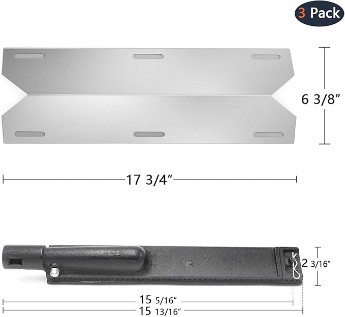 Hongso Grill Parts Heat Plates and Burners Replacement for Jenn Air 720-0062, 720-0062-LP, 720-0165, 720-0164, 720-0141, Nexgrill 720-0100, 720-0138 Gas Grill Models, 4 Pack