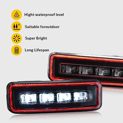 T T-ABC New Accessories Compatible with 2020-2025 Land Rover Defender Grill Lights 110 130 90 Fog Light P300 P400 P500 P525 Rear Bumper Lamp All Edition LED Trim Custom Front Replacement (GS+RN)