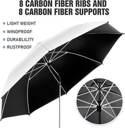 2 PACK Beach Umbrella with Clamp, 360 ° Adjustable Umbrellas for Chair, UPF50+ Umbrella for Beach Chair, Patio Chair, Wheelchair, Camping Chair, Golf Carts (Chair Not Included)
