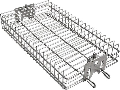 onlyfire 6042 Chrome Plated Steel Flat Rotisserie Basket for Most Grills | Fits 1/2" Hexagon, 3/8" Hexagon, 3/8" Square & 5/16" Square Spit Rods