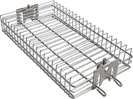 onlyfire 6042 Chrome Plated Steel Flat Rotisserie Basket for Most Grills | Fits 1/2" Hexagon, 3/8" Hexagon, 3/8" Square & 5/16" Square Spit Rods