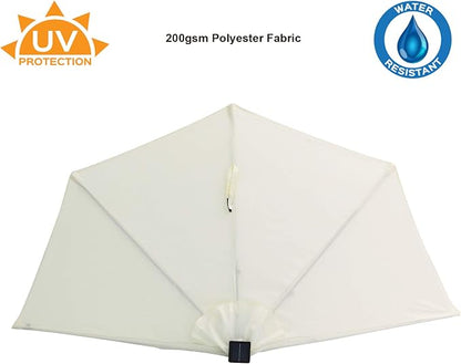 C-Hopetree 9 ft Half Round Outdoor Patio Market Wall Umbrella with Solar LED Lights and Tilt