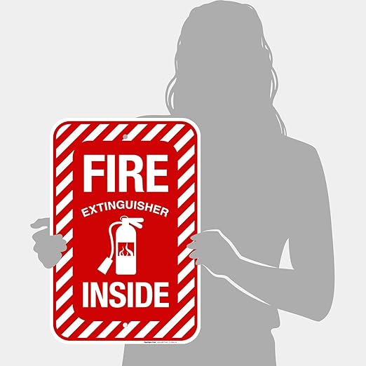 Fire Extinguisher Inside Sign, Fire Safety Sign, 12x18 Inches, Rust Free .063 Aluminum, Fade Resistant, Made in USA