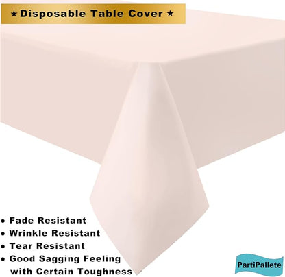 3-Pack Premium Plastic Blush Light Pink Tablecloth Disposable 54" x 108" Rectangle Table Cover Pastel Pale Pink Party Table Cloths for Parties Wedding Bridal Shower Engagement Banquet