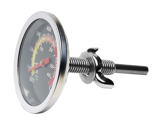 DOZYANT BBQ Charcoal Grill Smoker Temperature Gauge 2 PCS Pit Barbecue Thermometer Fahrenheit and Heat Indicator for Meat Cooking Port Lamb Beef, Stainless Steel Temp Gauge