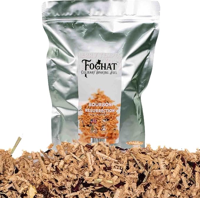 Foghat Cocktail Smoker Wood Chips - 100oz Bourbon Resurrection Shavings for Smoker, Whiskey & Drink Infuser Kit - Natural Culinary Wood Smoking Chips for Hand held Cocktail Smoke Gun & Drink Smokers