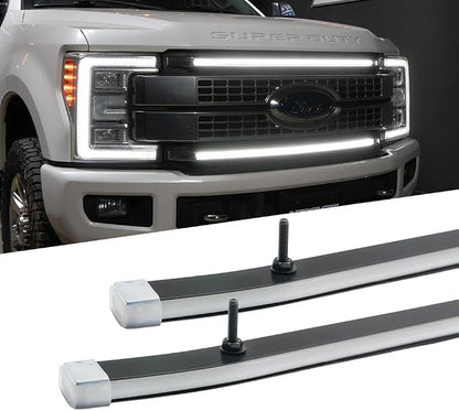 LEDGlow White LED Truck Grille Lighting Kit Fits 2017-2019 Ford F250 F350 | Compatible with Super Duty w/ LED Headlights, Includes 2X Grill Light Bars, Accessory Harness & Y-Splitter