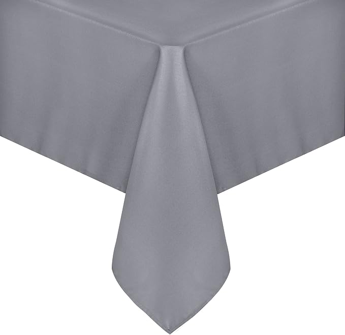 sancua Rectangle Tablecloth - 54 x 120 Inch - Water Resistant Spill Proof Washable Polyester Table Cloth, Decorative Fabric Table Cover for Dining Tables, Buffet Parties and Camping, Light Grey
