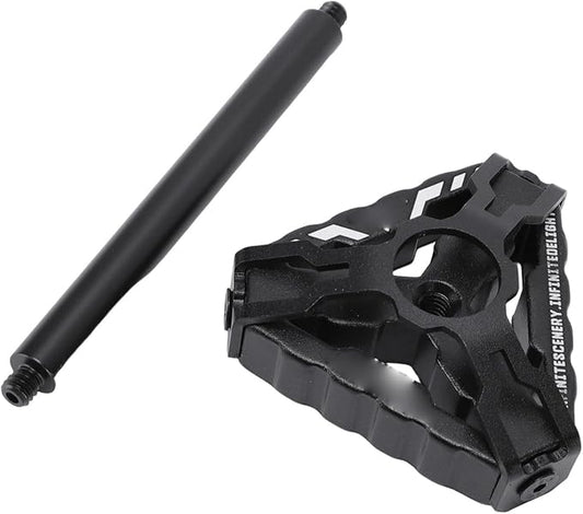 Outdoor Camping Lamp Stand, Aluminum Alloy Light Holder with Triangular Base for Hiking Backpacking Picnic BBQ, Compact Portable Matte Black