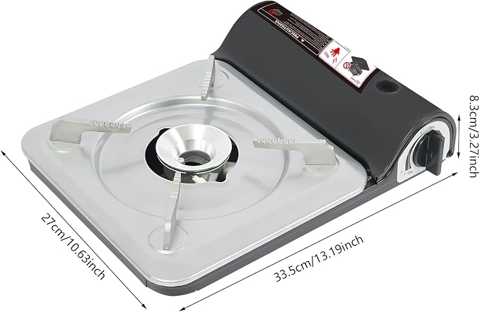 Black Butane Camping Stove with Storage Case, Portable Outdoor Camping Stove for Picnic Backpacking Backyard Cooking