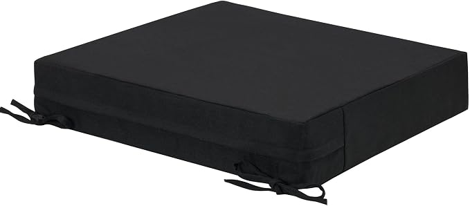 Magpie Fabrics Indoor Outdoor Cushion Cover Replacement 2 Pack, NO Insert! Water Repellent Slipcover with Ties Decor for Patio Garden Chair Sofa Bench Wicker(Black, 24x22x4 Inch)