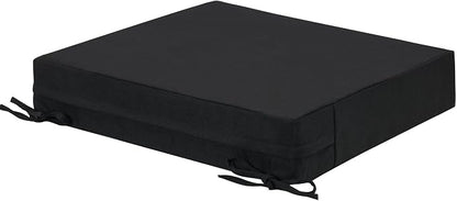 Magpie Fabrics Indoor Outdoor Cushion Cover Replacement 2 Pack, NO Insert! Water Repellent Slipcover with Ties Decor for Patio Garden Chair Sofa Bench Wicker(Black, 22x20x4 Inch)
