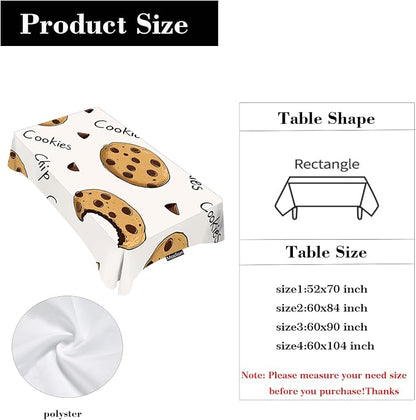 Moslion Cookies Tablecloth 60x104 Inch Chocolate Rectangle Tablecloth for Picnic BBQ Kitchen